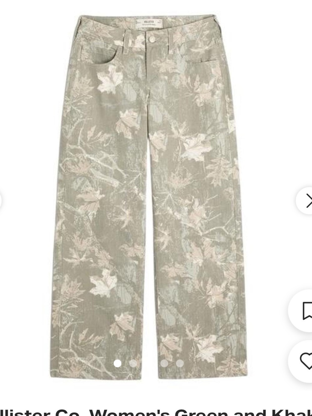 Hollister 14R/W32 Wide-Leg Floral Print Pants in Sage and Cream